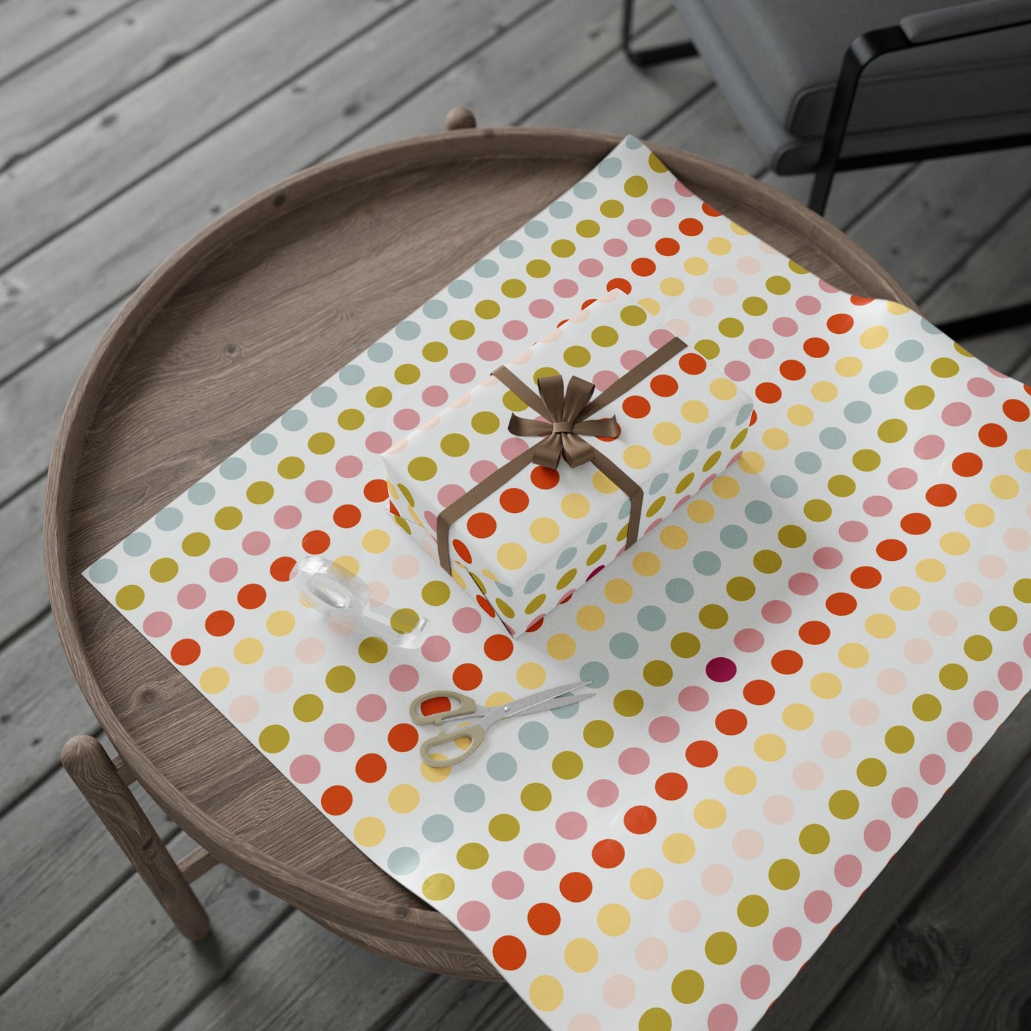 Polka Dot Christmas Colored Gift Wrap