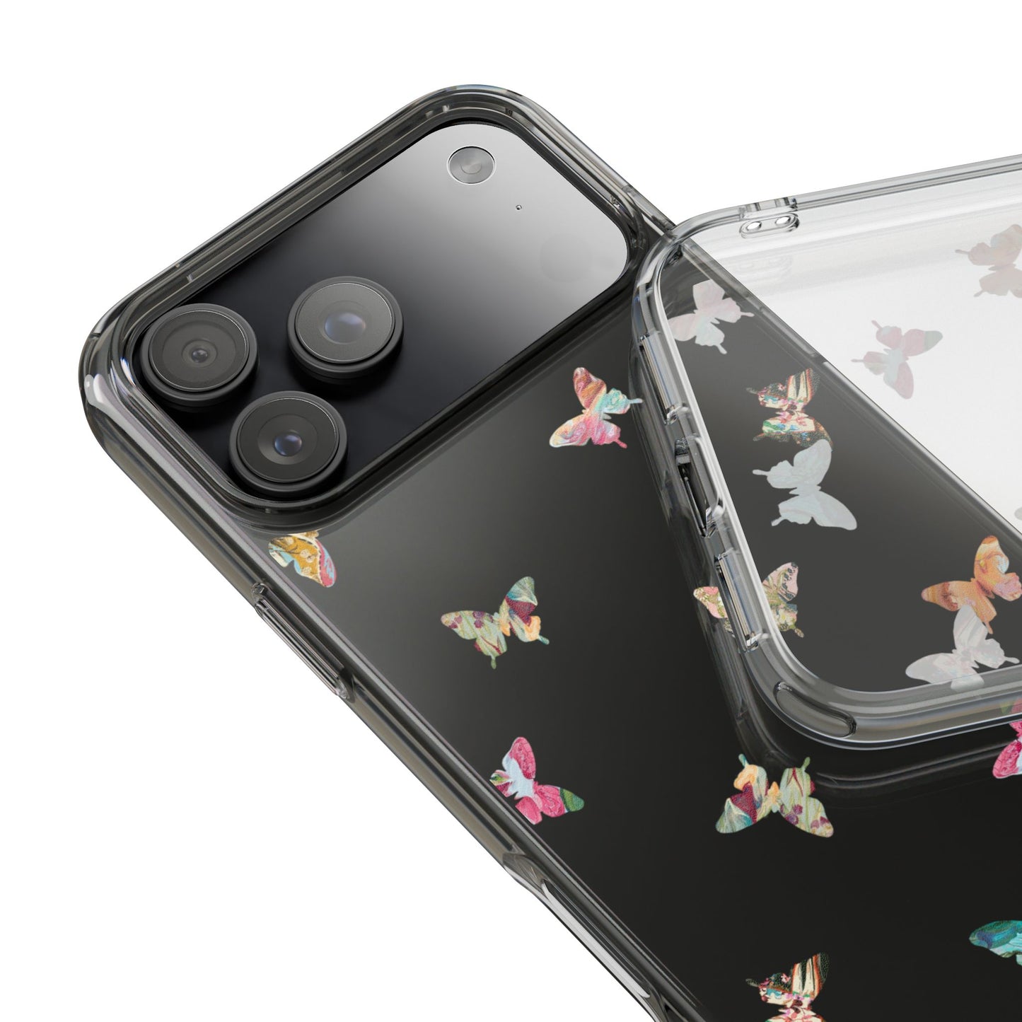 Clear Impact-Resistant Phone Case — Colorful Butterfly Pattern