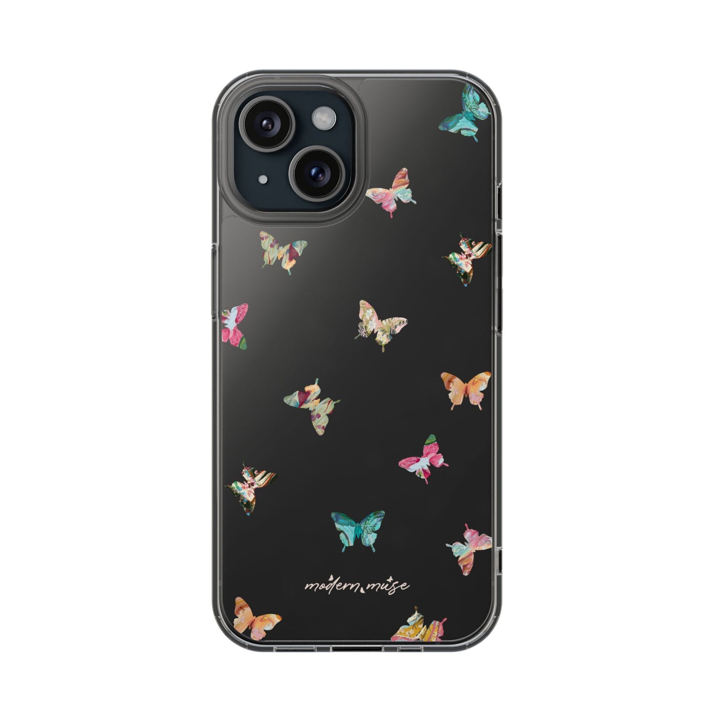 Clear Impact-Resistant Phone Case — Colorful Butterfly Pattern