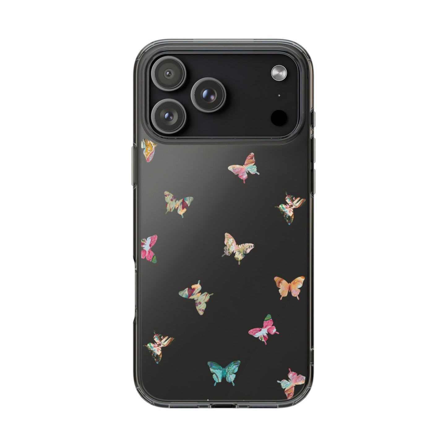 Clear Impact-Resistant Phone Case — Colorful Butterfly Pattern
