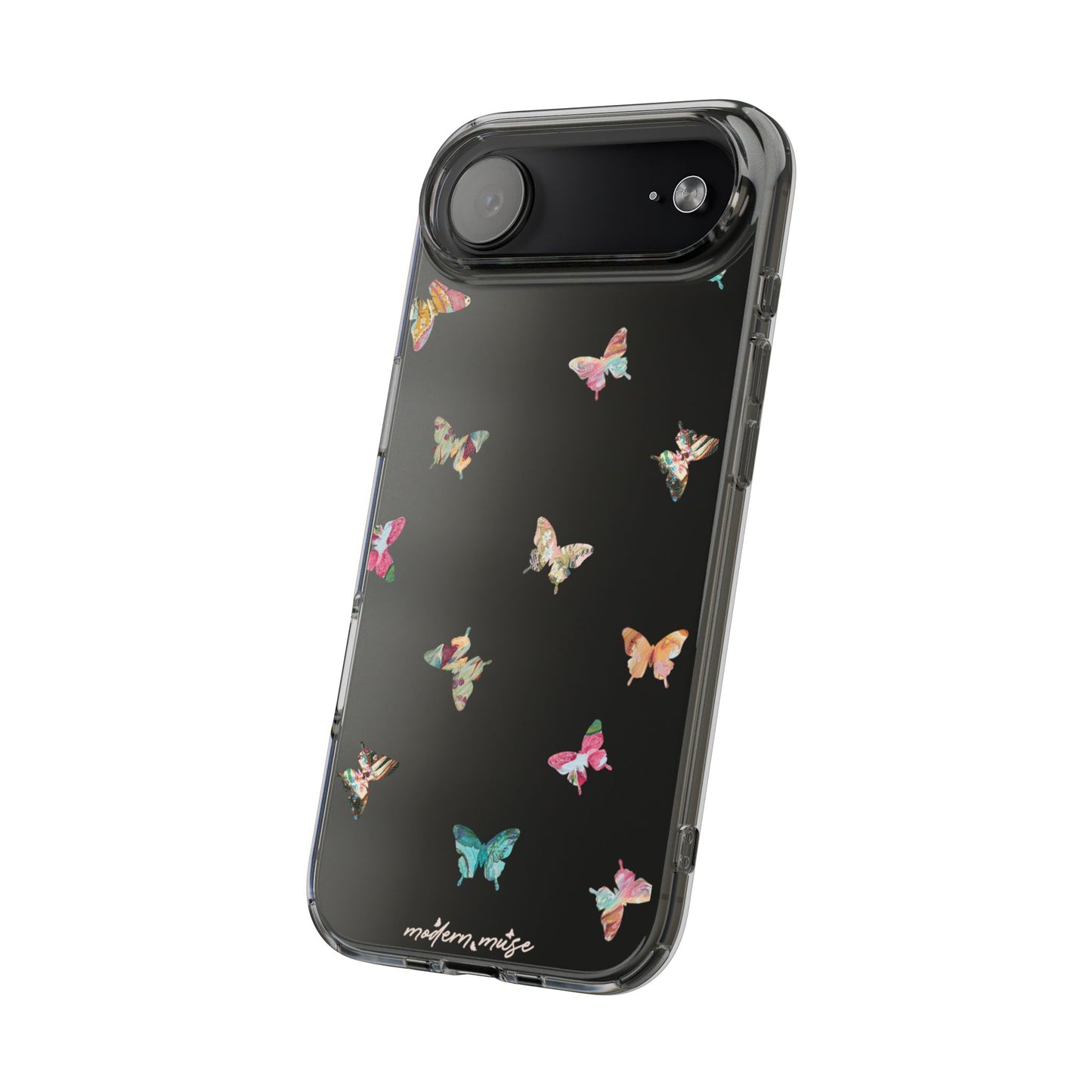 Clear Impact-Resistant Phone Case — Colorful Butterfly Pattern