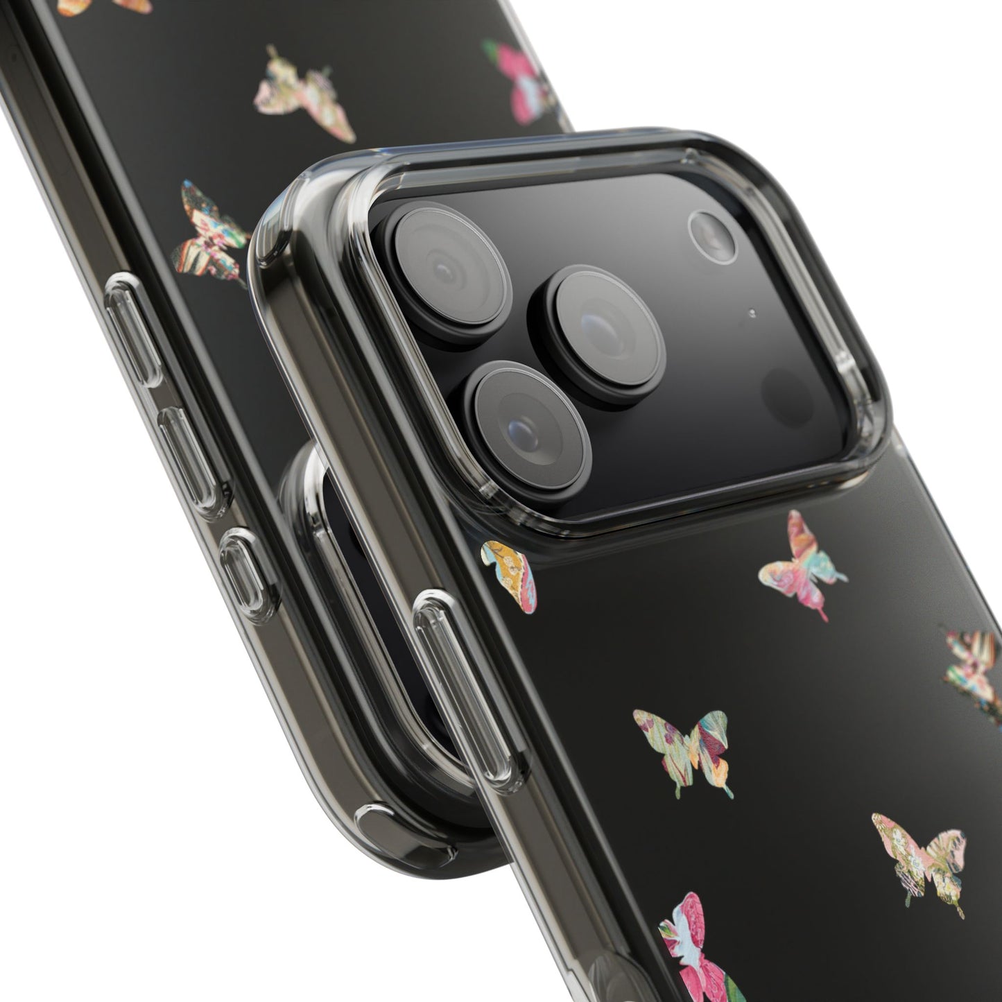 Clear Impact-Resistant Phone Case — Colorful Butterfly Pattern