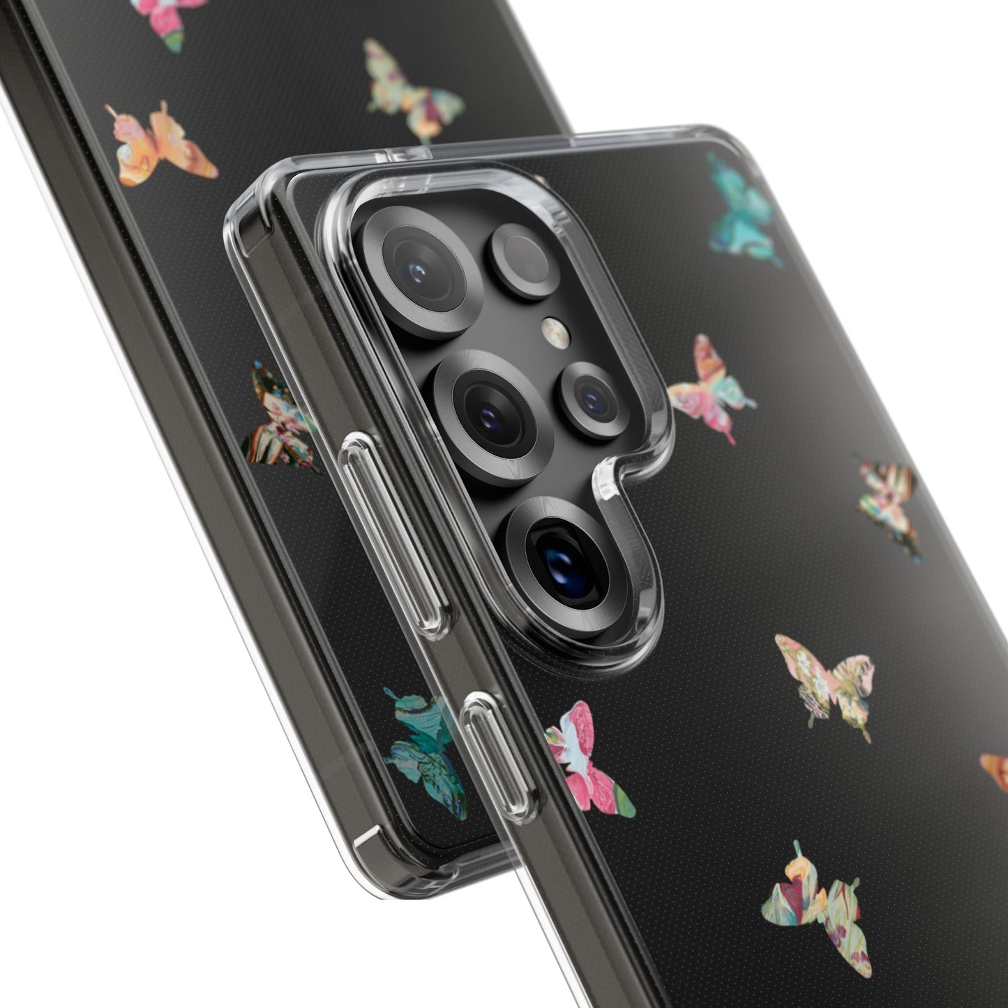 Clear Impact-Resistant Phone Case — Colorful Butterfly Pattern