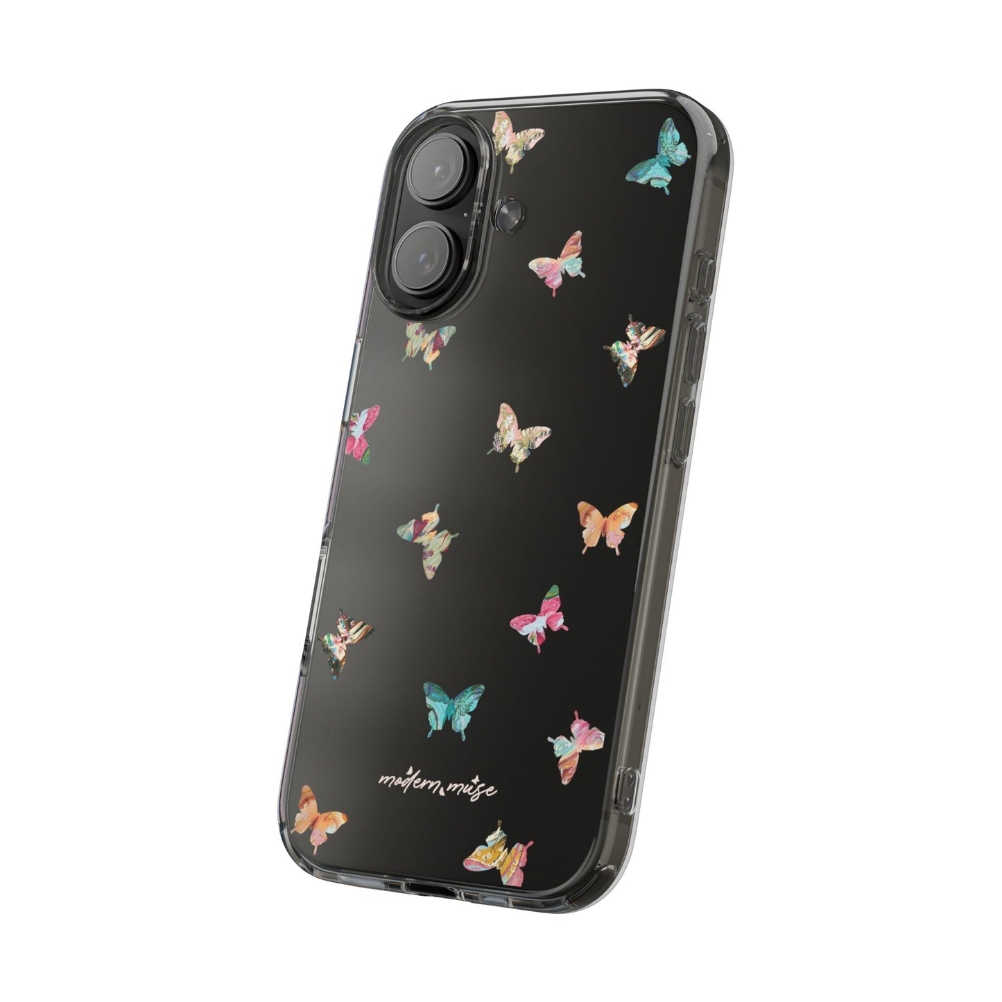 Clear Impact-Resistant Phone Case — Colorful Butterfly Pattern