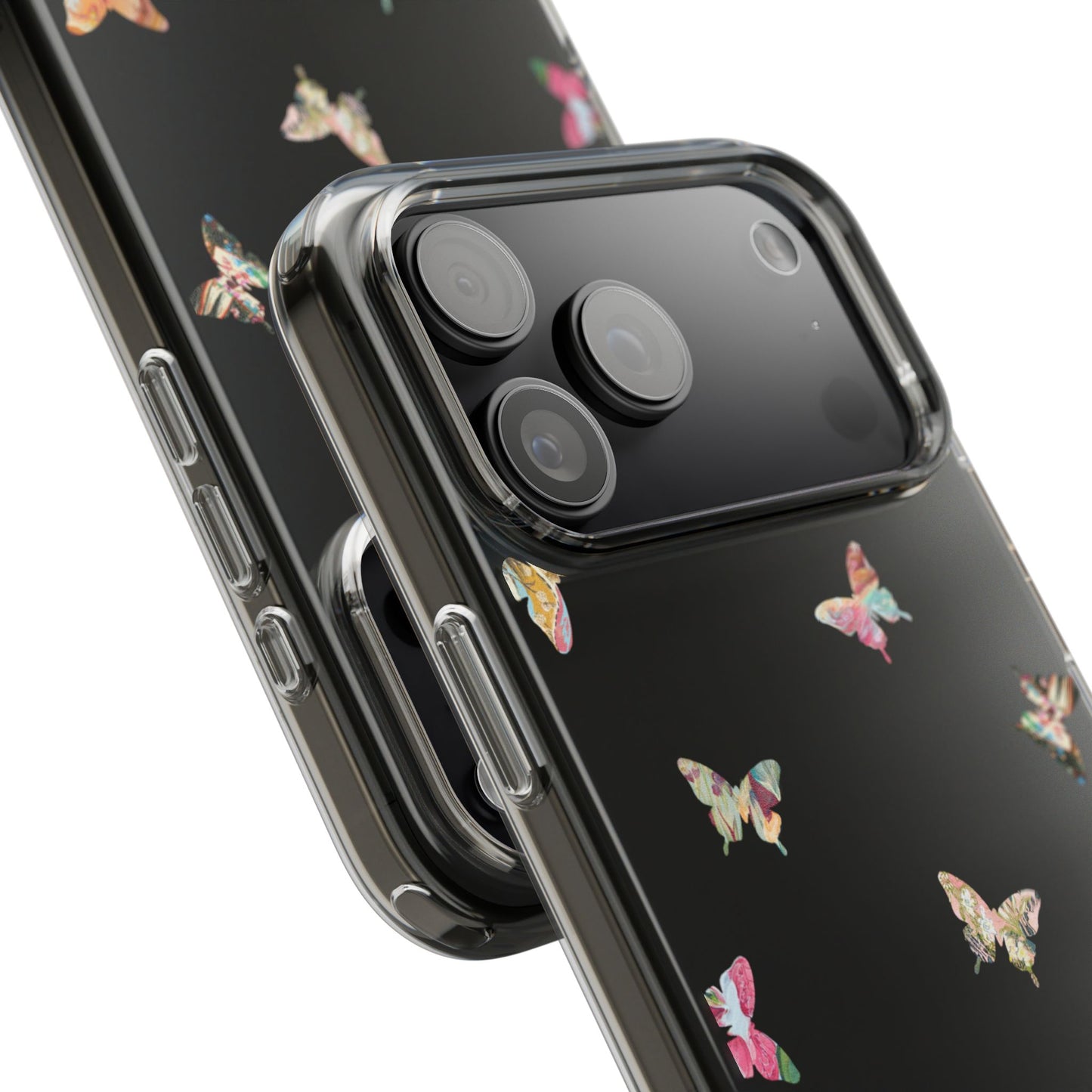 Clear Impact-Resistant Phone Case — Colorful Butterfly Pattern