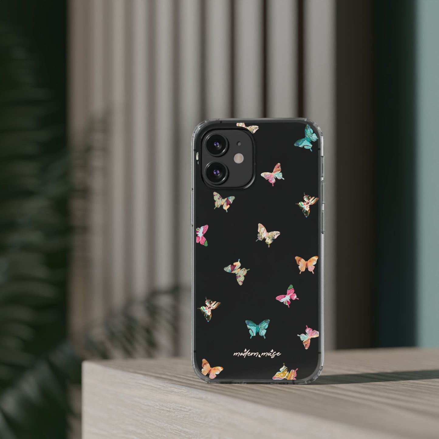 Clear Impact-Resistant Phone Case — Colorful Butterfly Pattern