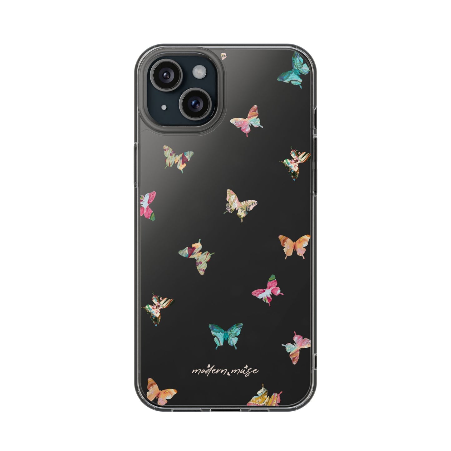 Clear Impact-Resistant Phone Case — Colorful Butterfly Pattern