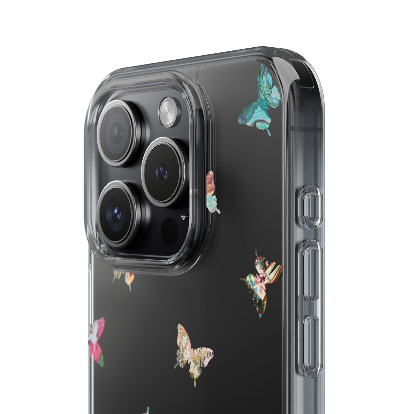 Clear Impact-Resistant Phone Case — Colorful Butterfly Pattern