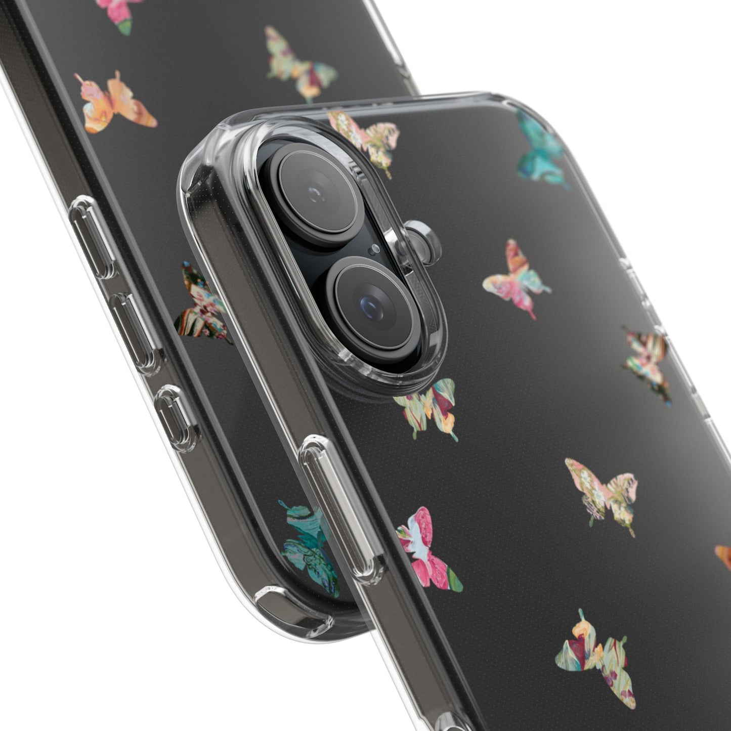 Clear Impact-Resistant Phone Case — Colorful Butterfly Pattern