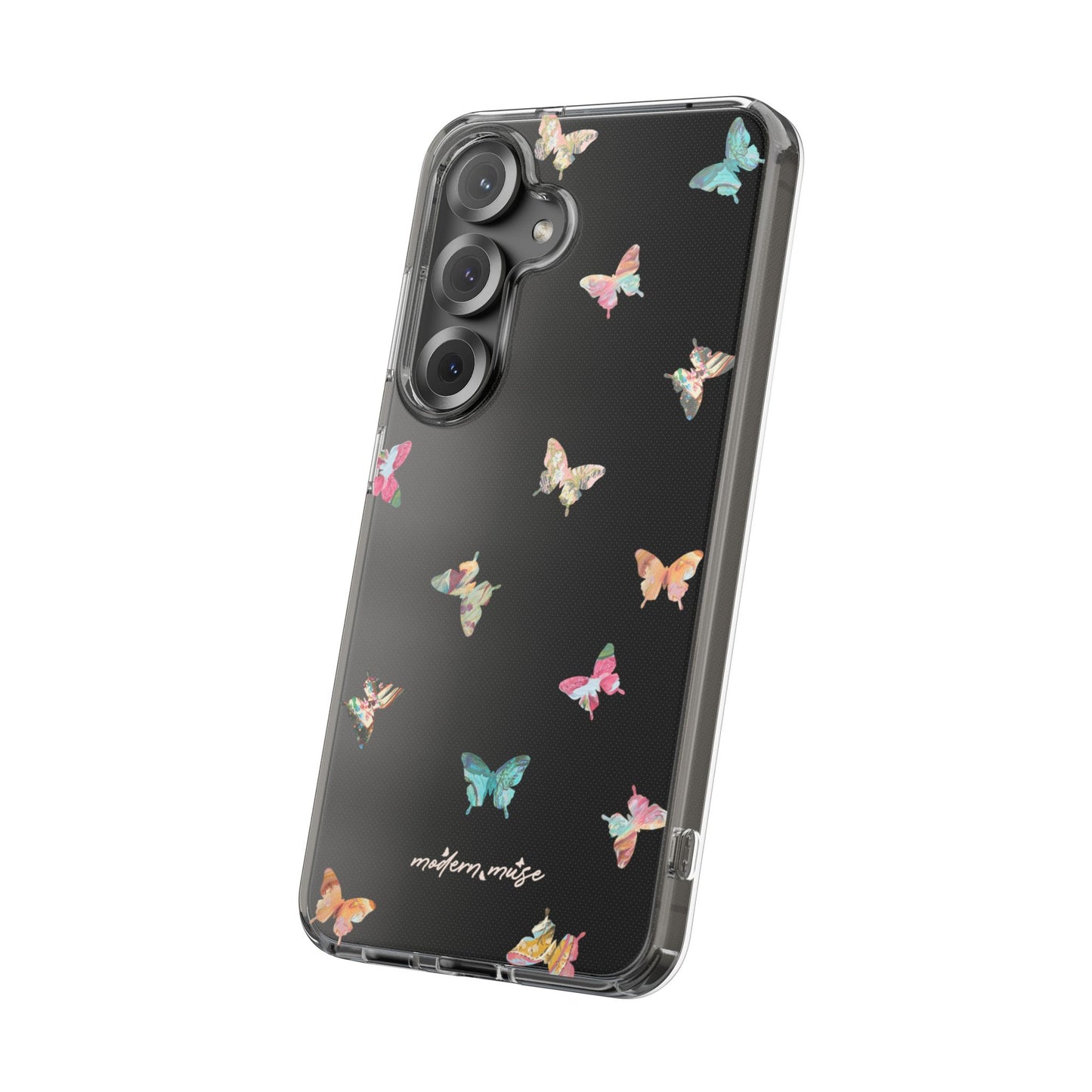 Clear Impact-Resistant Phone Case — Colorful Butterfly Pattern