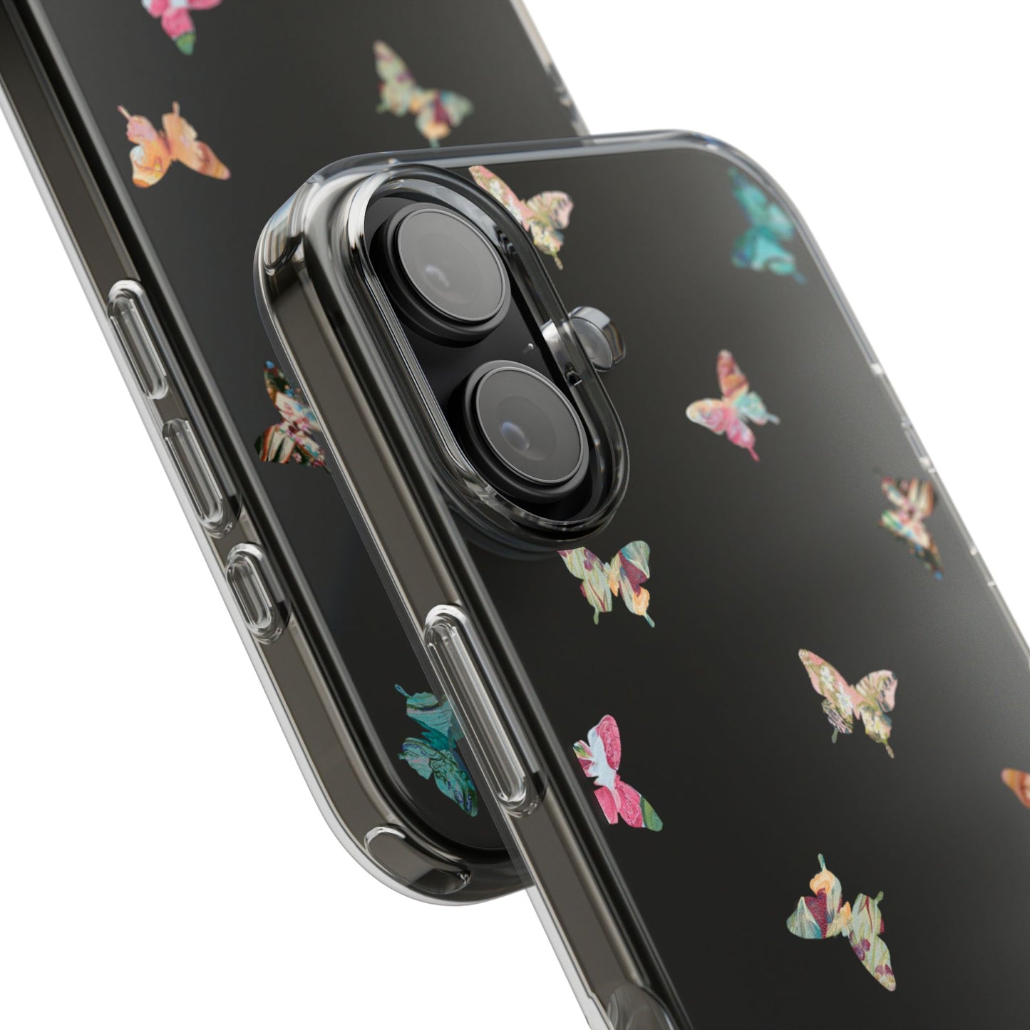 Clear Impact-Resistant Phone Case — Colorful Butterfly Pattern