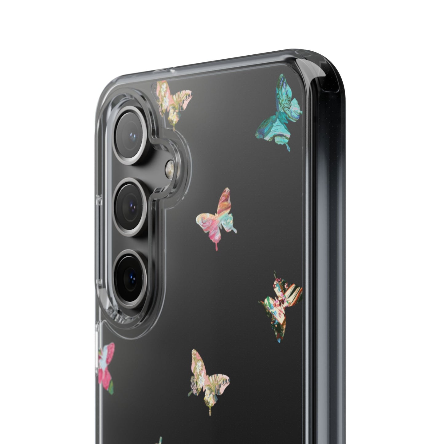 Clear Impact-Resistant Phone Case — Colorful Butterfly Pattern