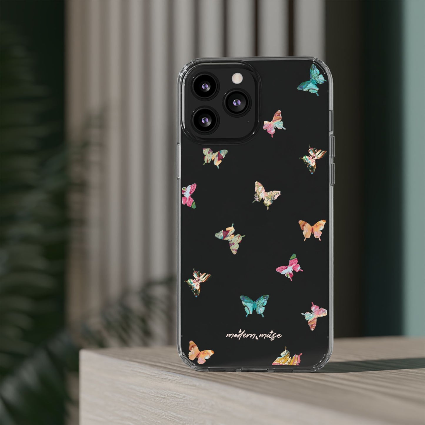 Clear Impact-Resistant Phone Case — Colorful Butterfly Pattern