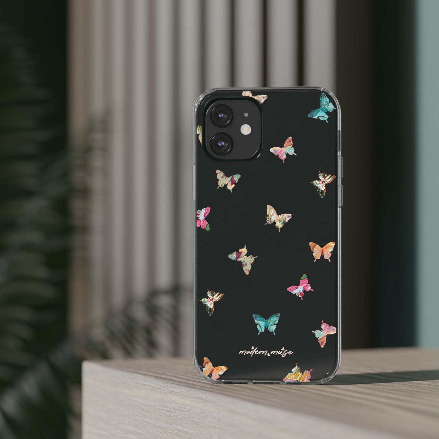 Clear Impact-Resistant Phone Case — Colorful Butterfly Pattern