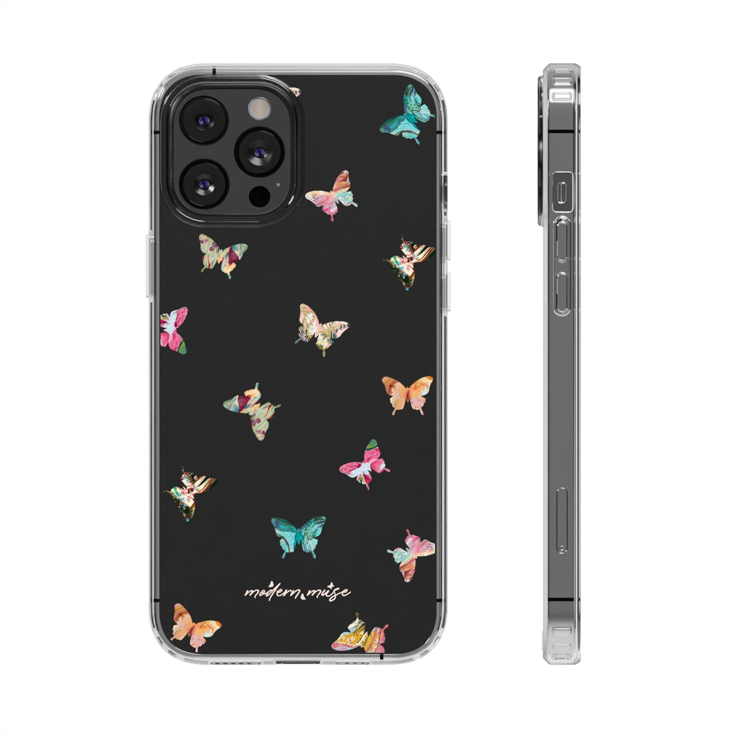 Clear Impact-Resistant Phone Case — Colorful Butterfly Pattern