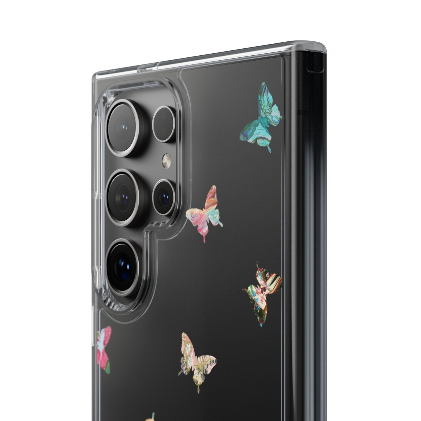 Clear Impact-Resistant Phone Case — Colorful Butterfly Pattern