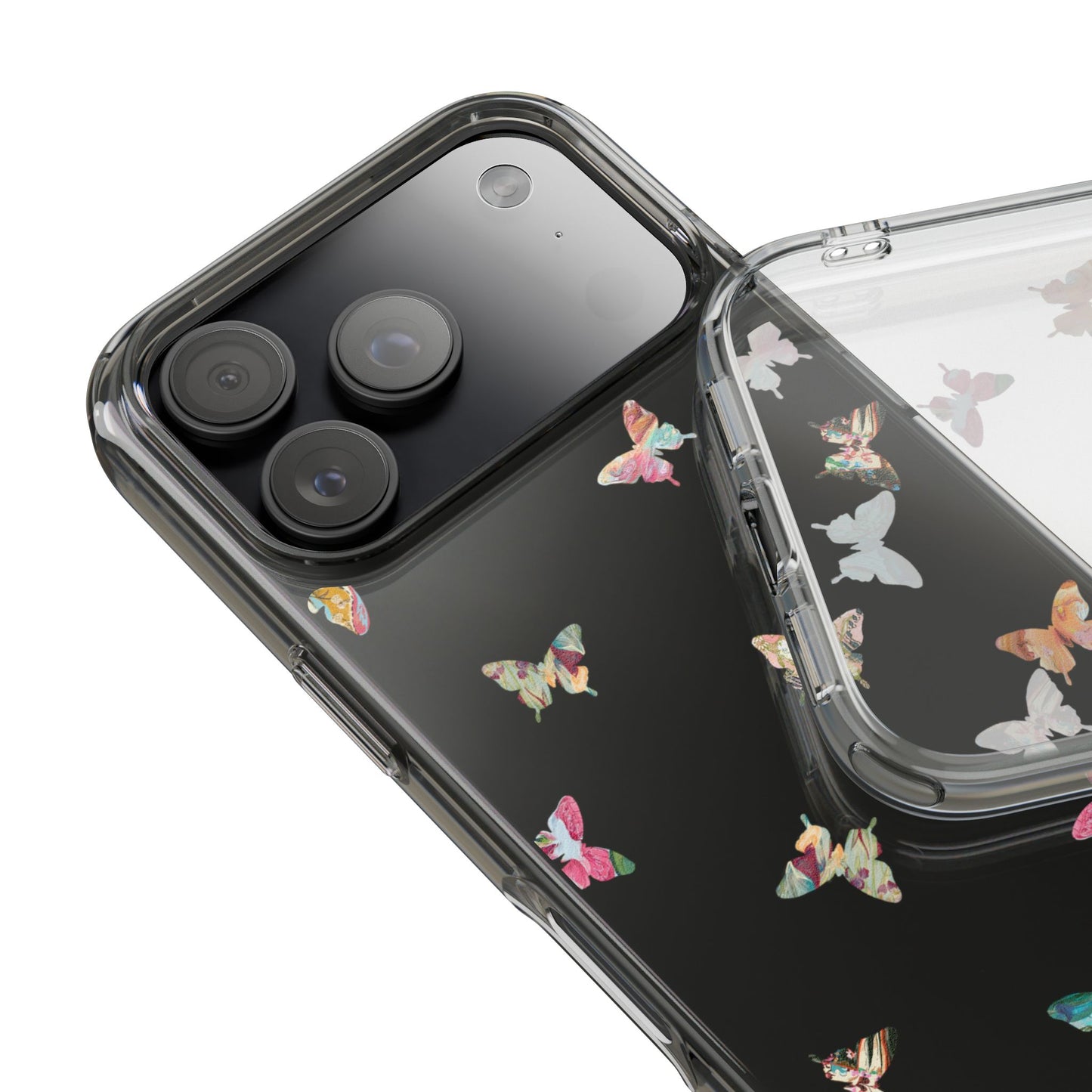 Clear Impact-Resistant Phone Case — Colorful Butterfly Pattern