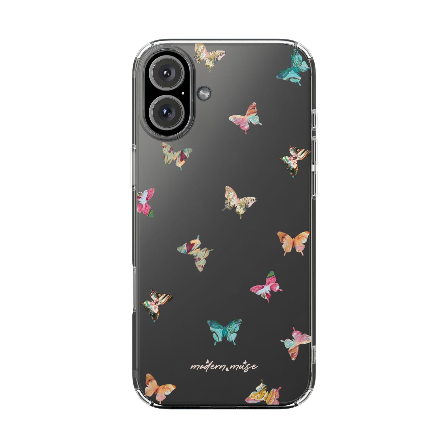 Clear Impact-Resistant Phone Case — Colorful Butterfly Pattern