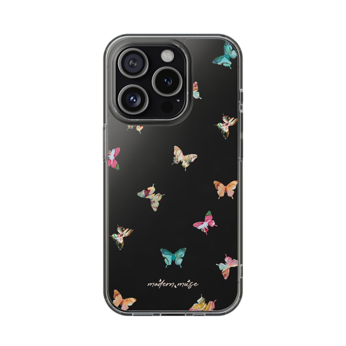 Clear Impact-Resistant Phone Case — Colorful Butterfly Pattern