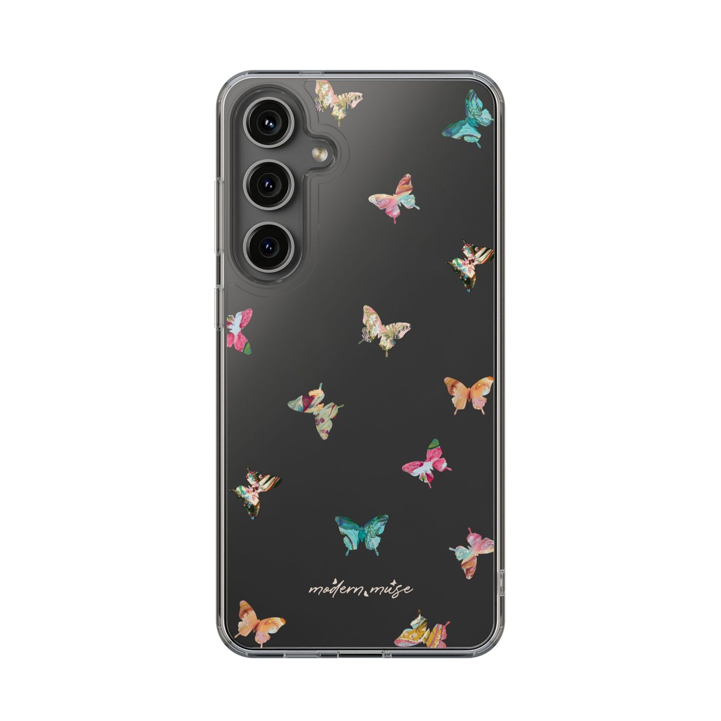 Clear Impact-Resistant Phone Case — Colorful Butterfly Pattern