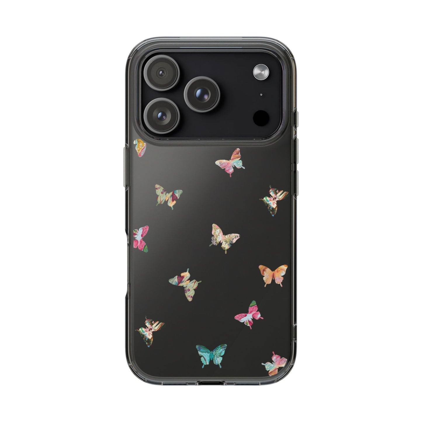 Clear Impact-Resistant Phone Case — Colorful Butterfly Pattern
