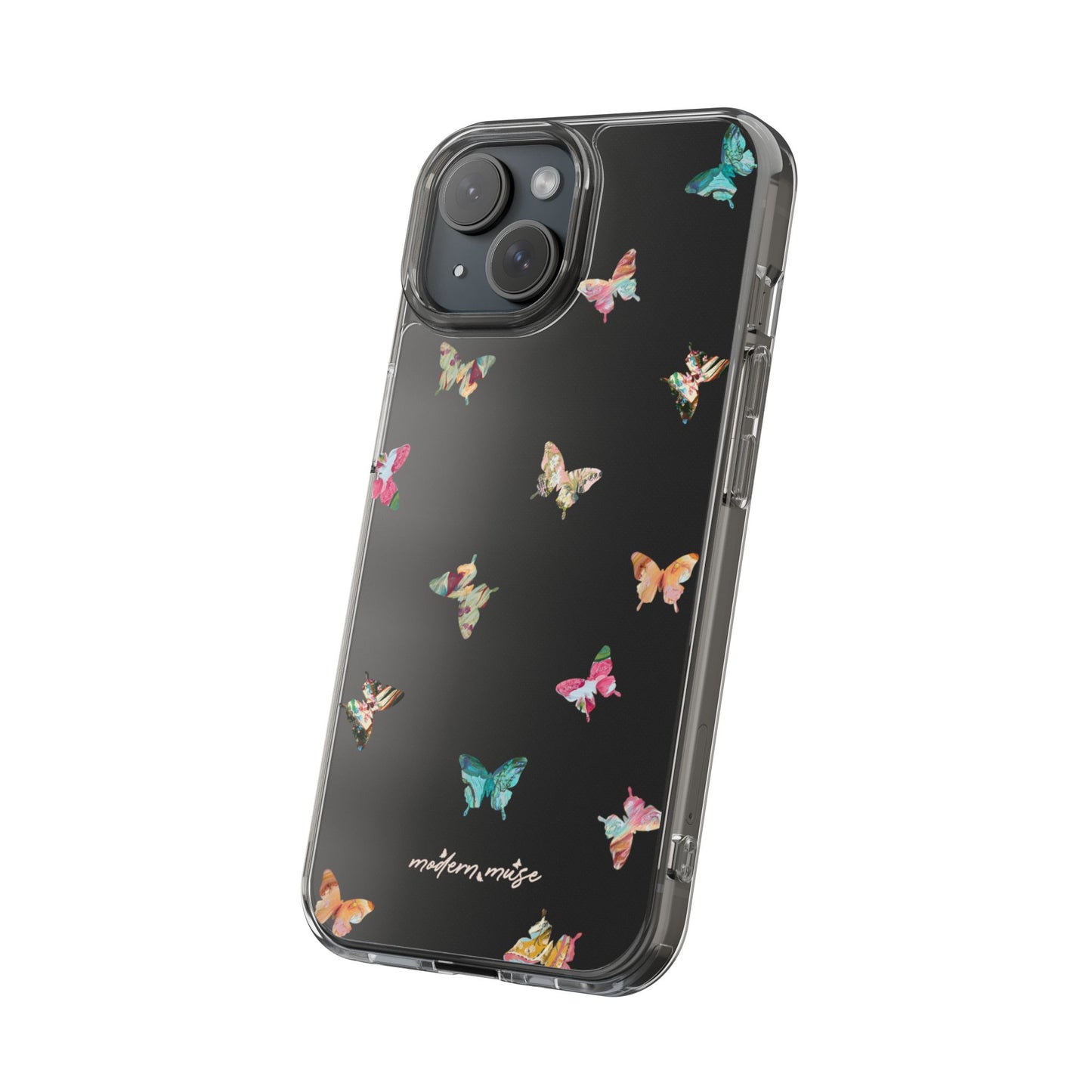 Clear Impact-Resistant Phone Case — Colorful Butterfly Pattern