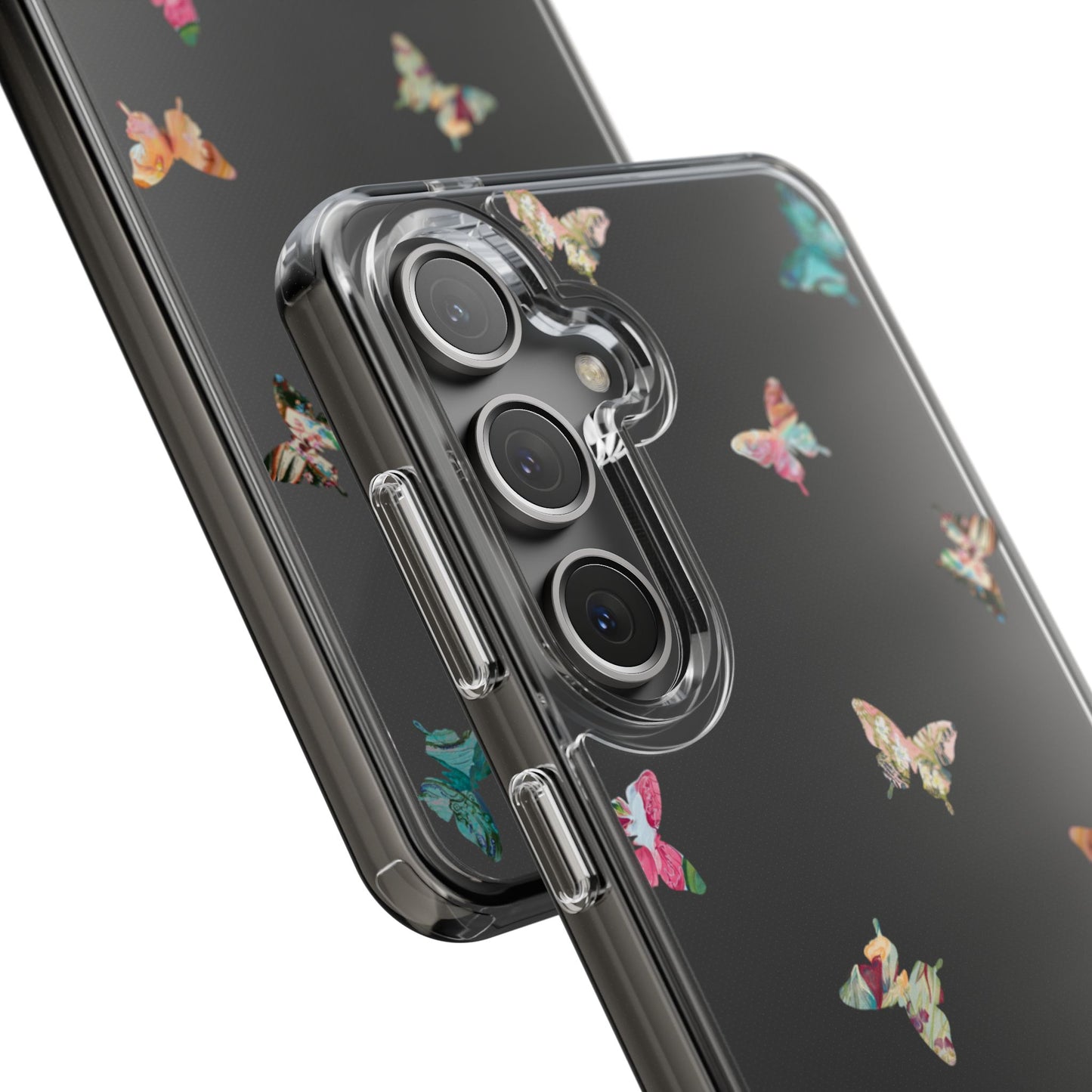 Clear Impact-Resistant Phone Case — Colorful Butterfly Pattern