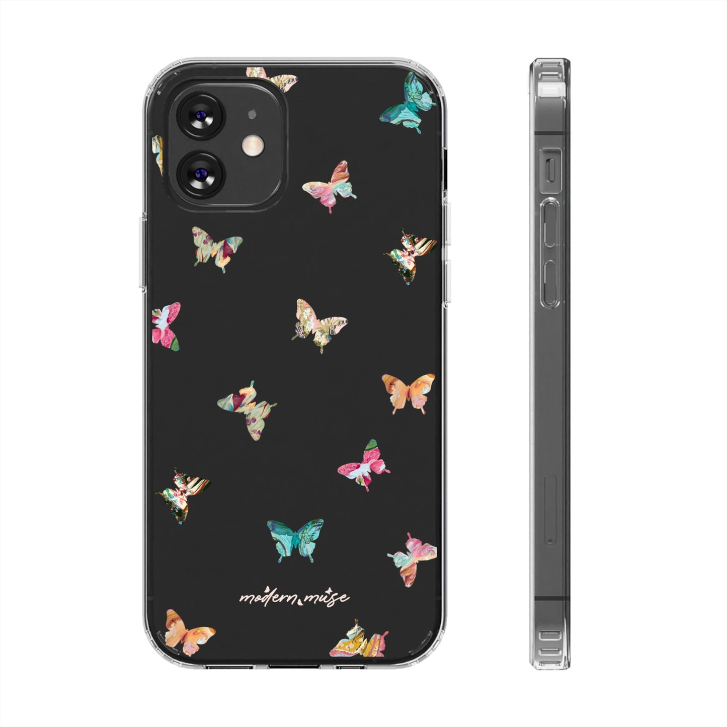 Clear Impact-Resistant Phone Case — Colorful Butterfly Pattern
