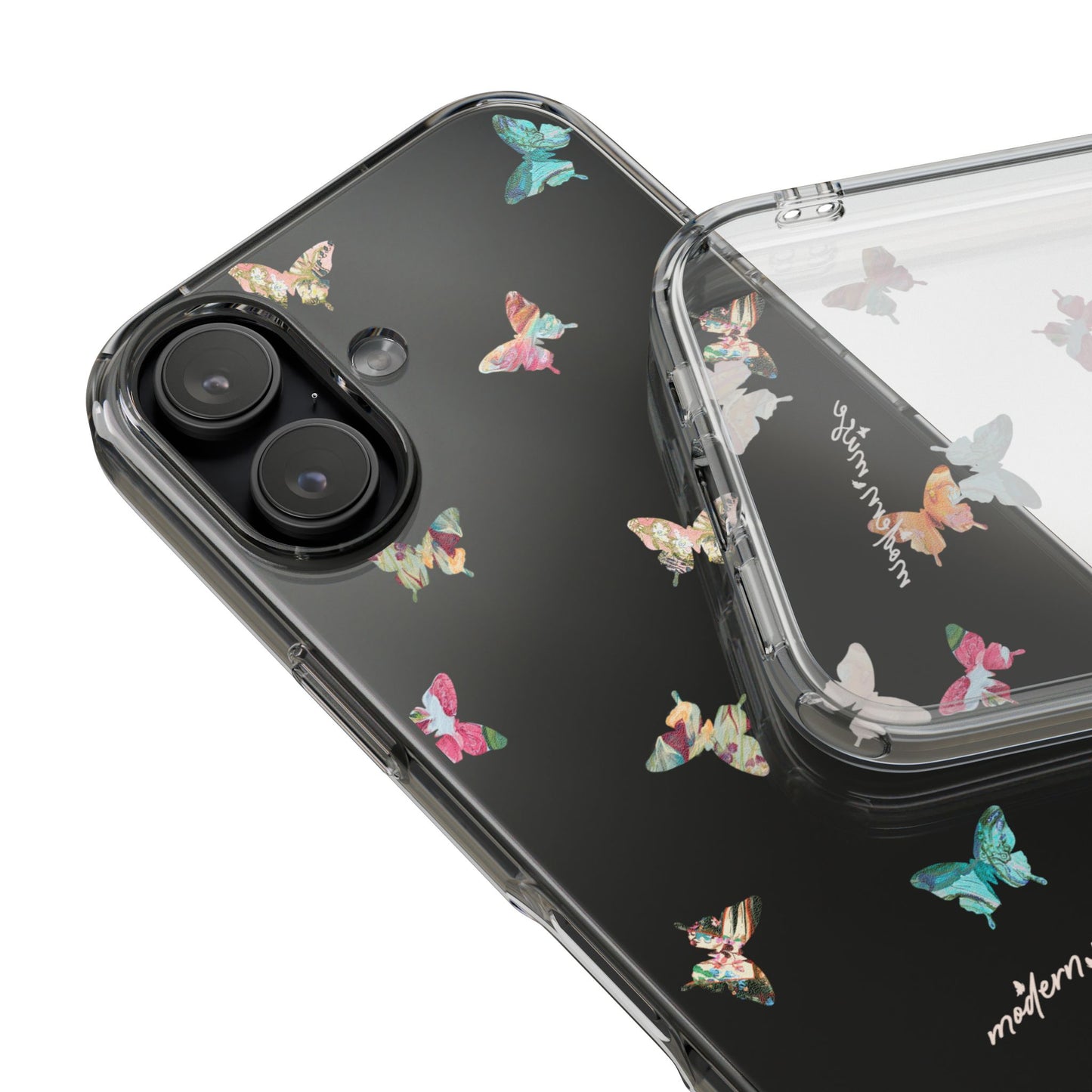 Clear Impact-Resistant Phone Case — Colorful Butterfly Pattern