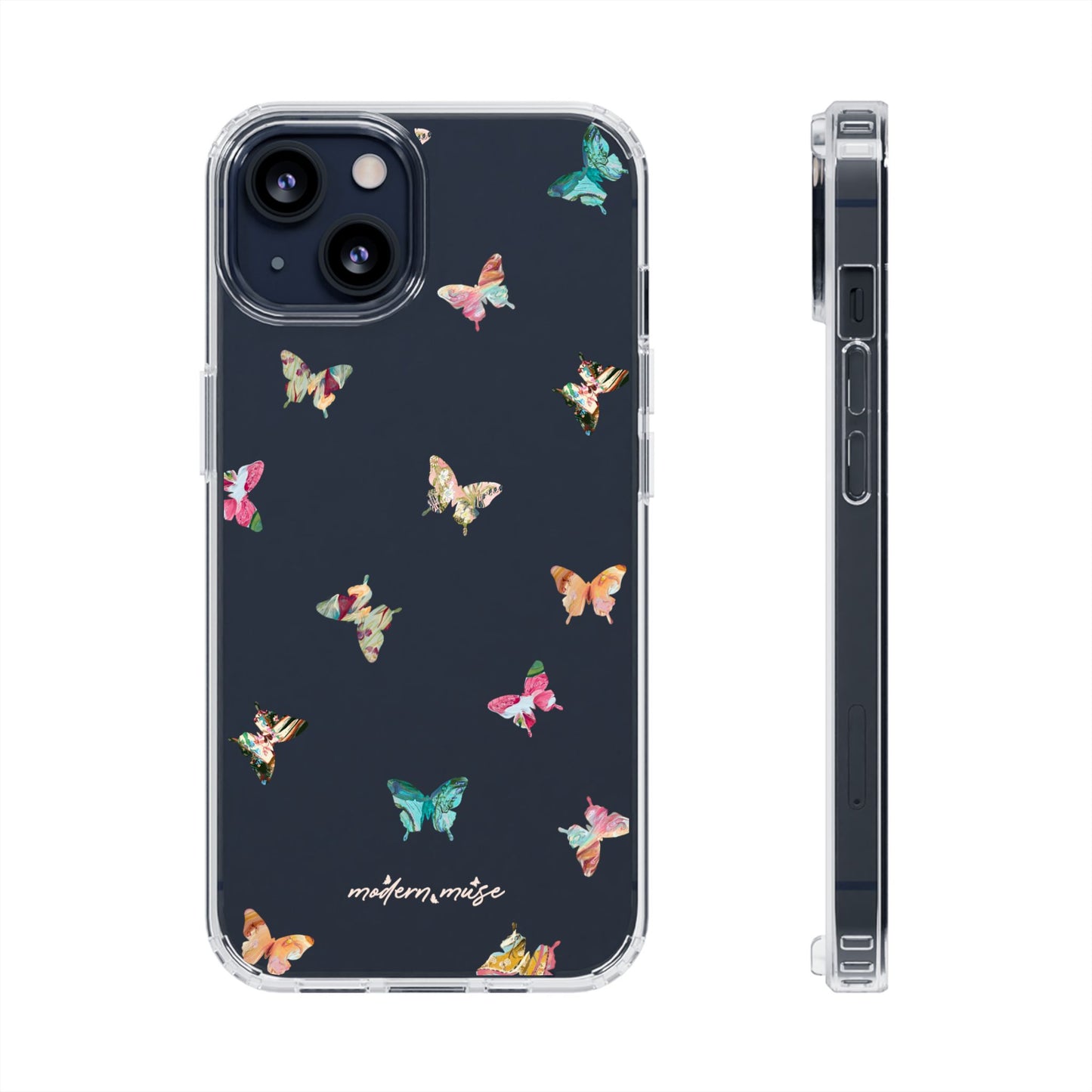 Clear Impact-Resistant Phone Case — Colorful Butterfly Pattern