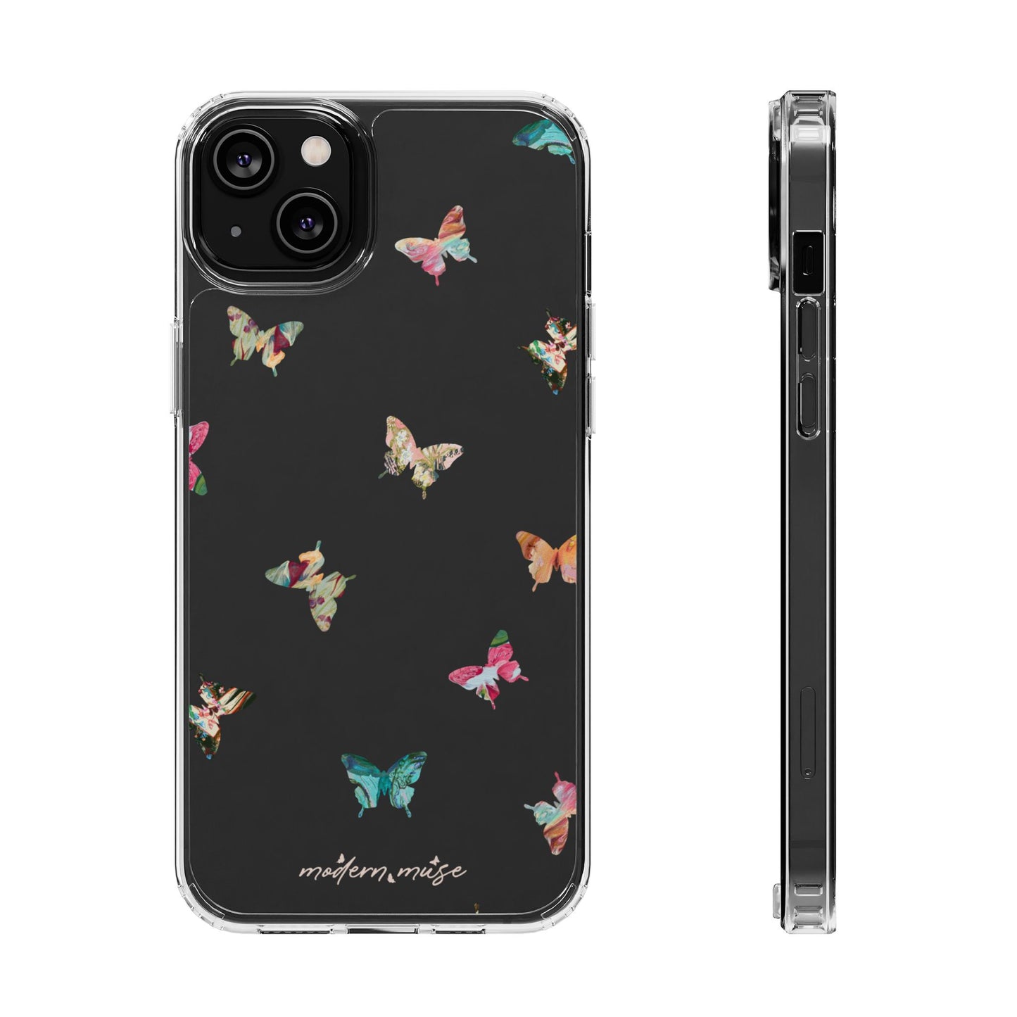 Clear Impact-Resistant Phone Case — Colorful Butterfly Pattern
