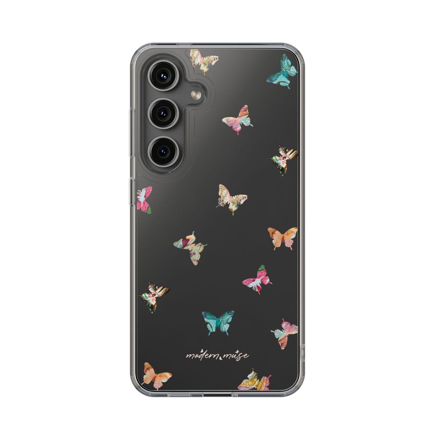 Clear Impact-Resistant Phone Case — Colorful Butterfly Pattern