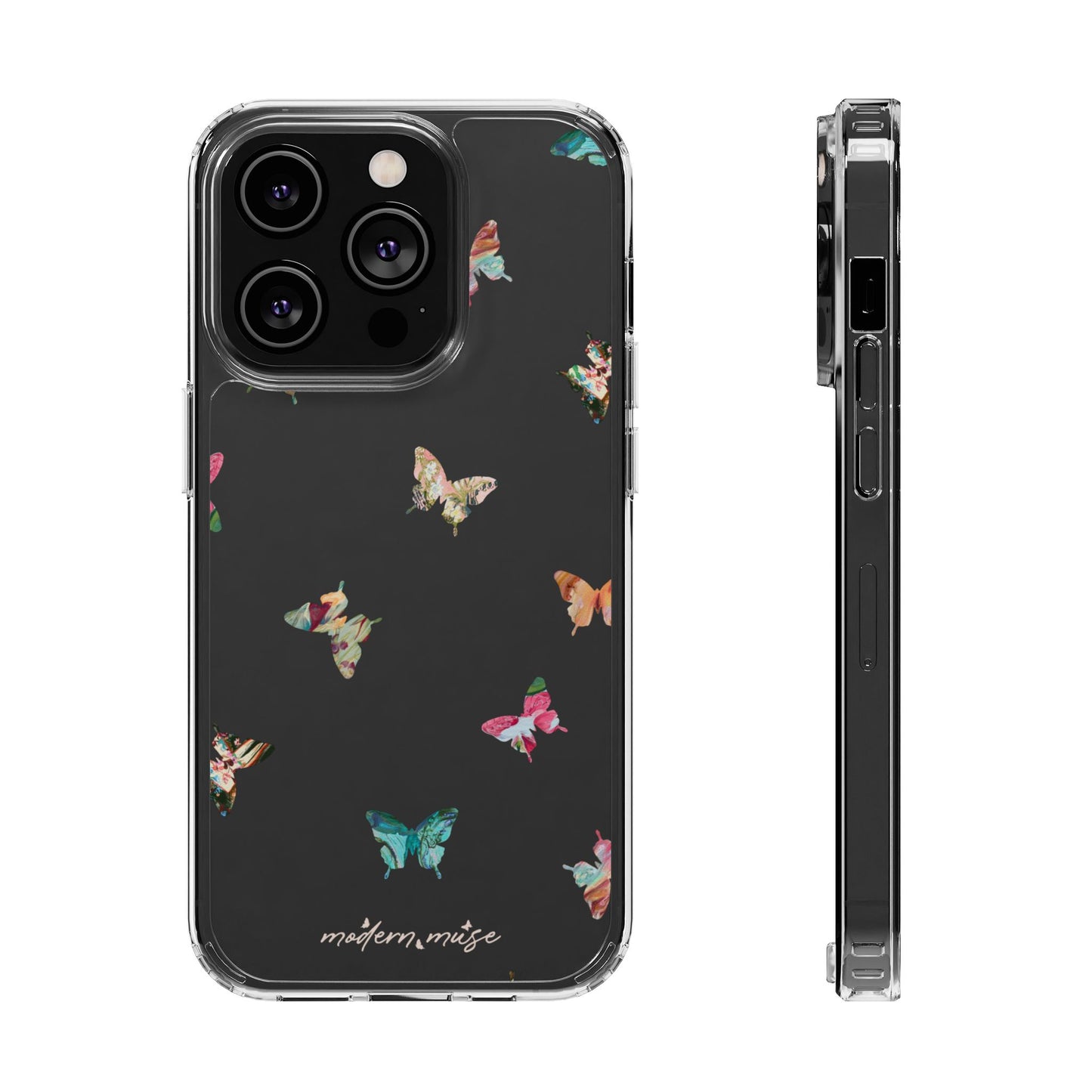 Clear Impact-Resistant Phone Case — Colorful Butterfly Pattern