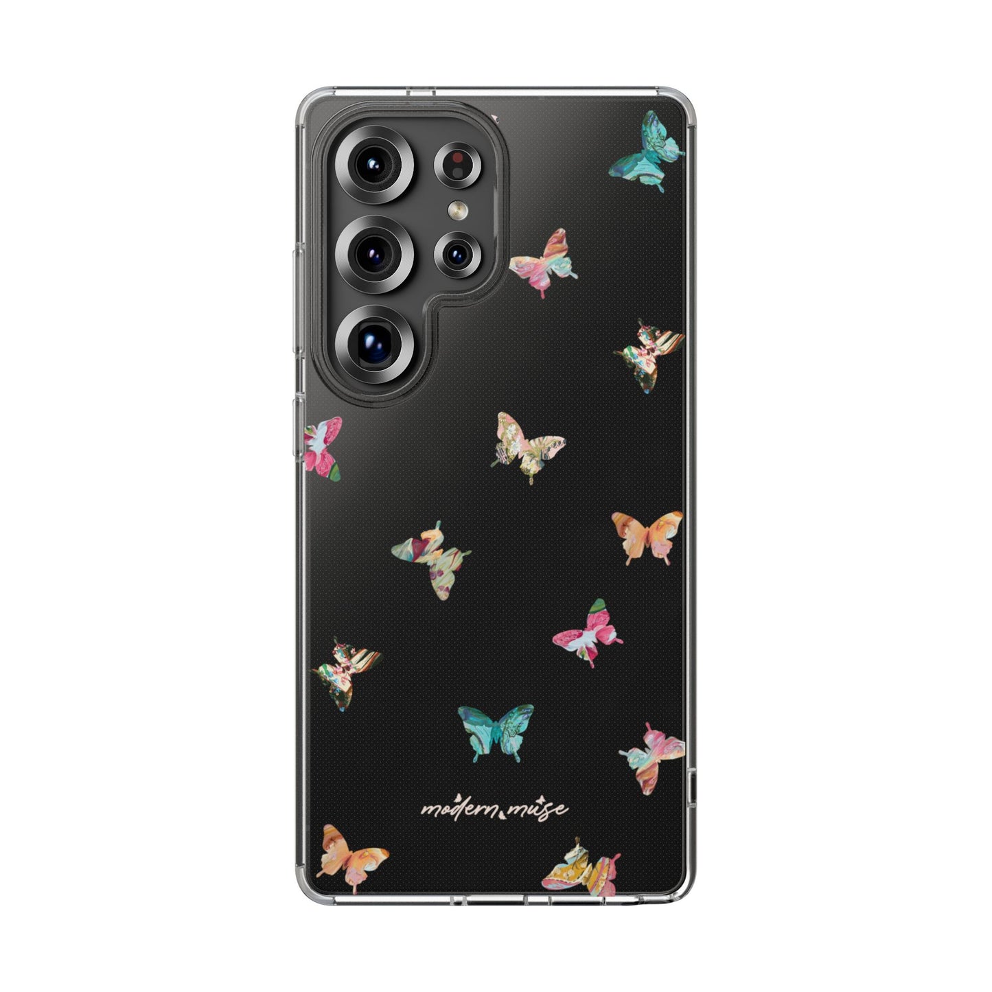 Clear Impact-Resistant Phone Case — Colorful Butterfly Pattern