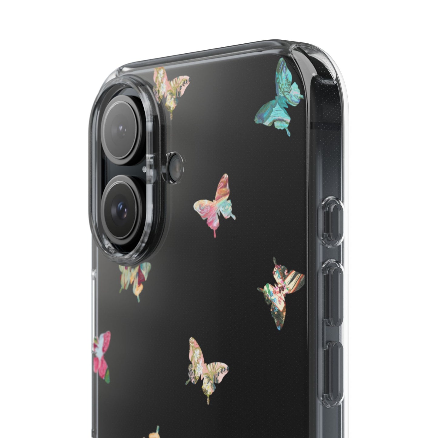 Clear Impact-Resistant Phone Case — Colorful Butterfly Pattern