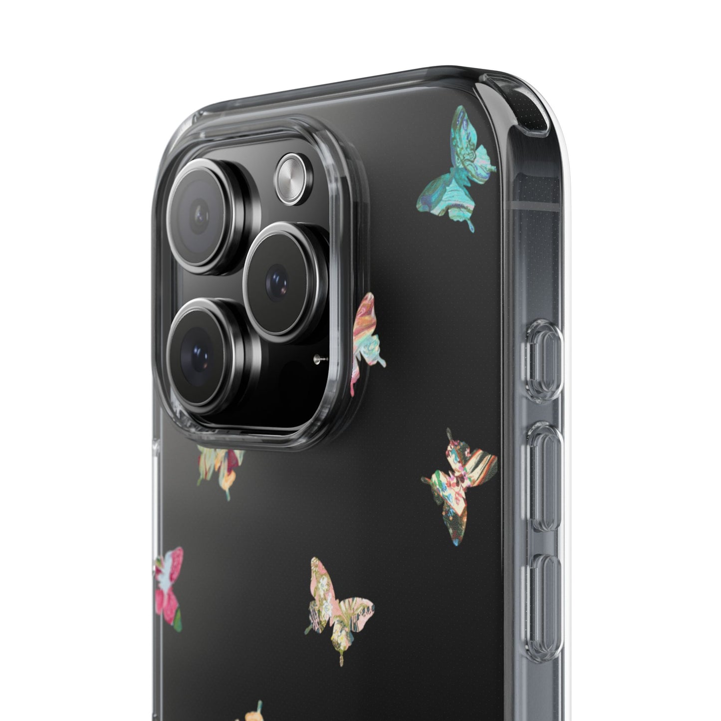 Clear Impact-Resistant Phone Case — Colorful Butterfly Pattern