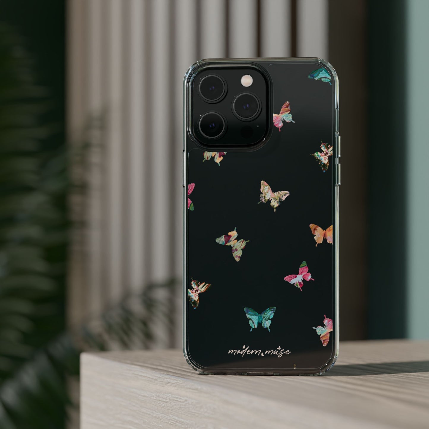 Clear Impact-Resistant Phone Case — Colorful Butterfly Pattern
