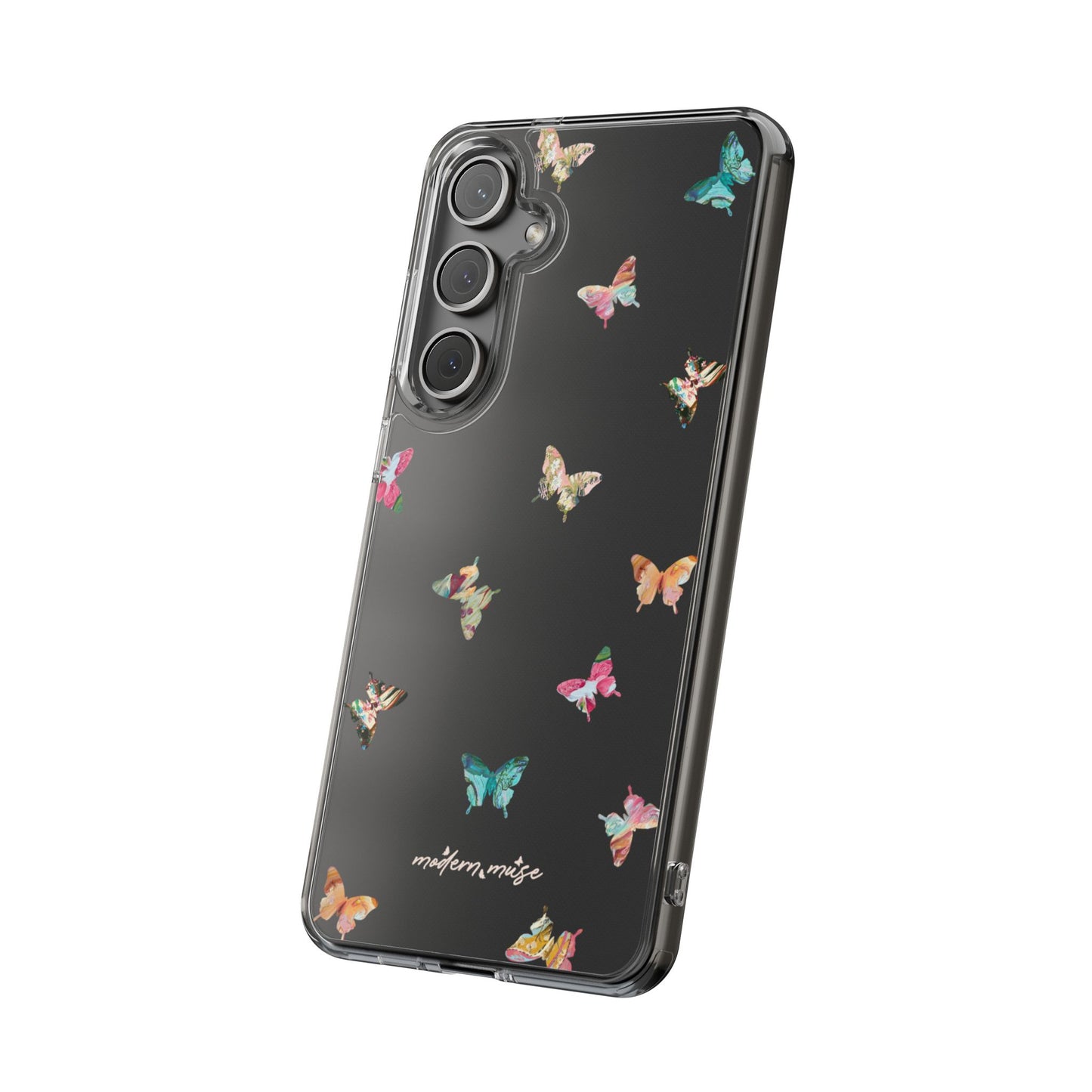 Clear Impact-Resistant Phone Case — Colorful Butterfly Pattern