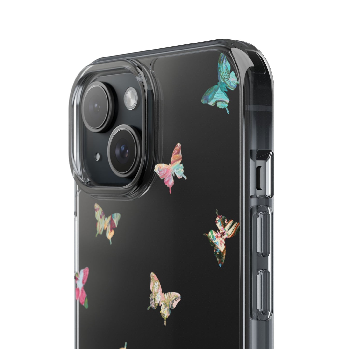 Clear Impact-Resistant Phone Case — Colorful Butterfly Pattern