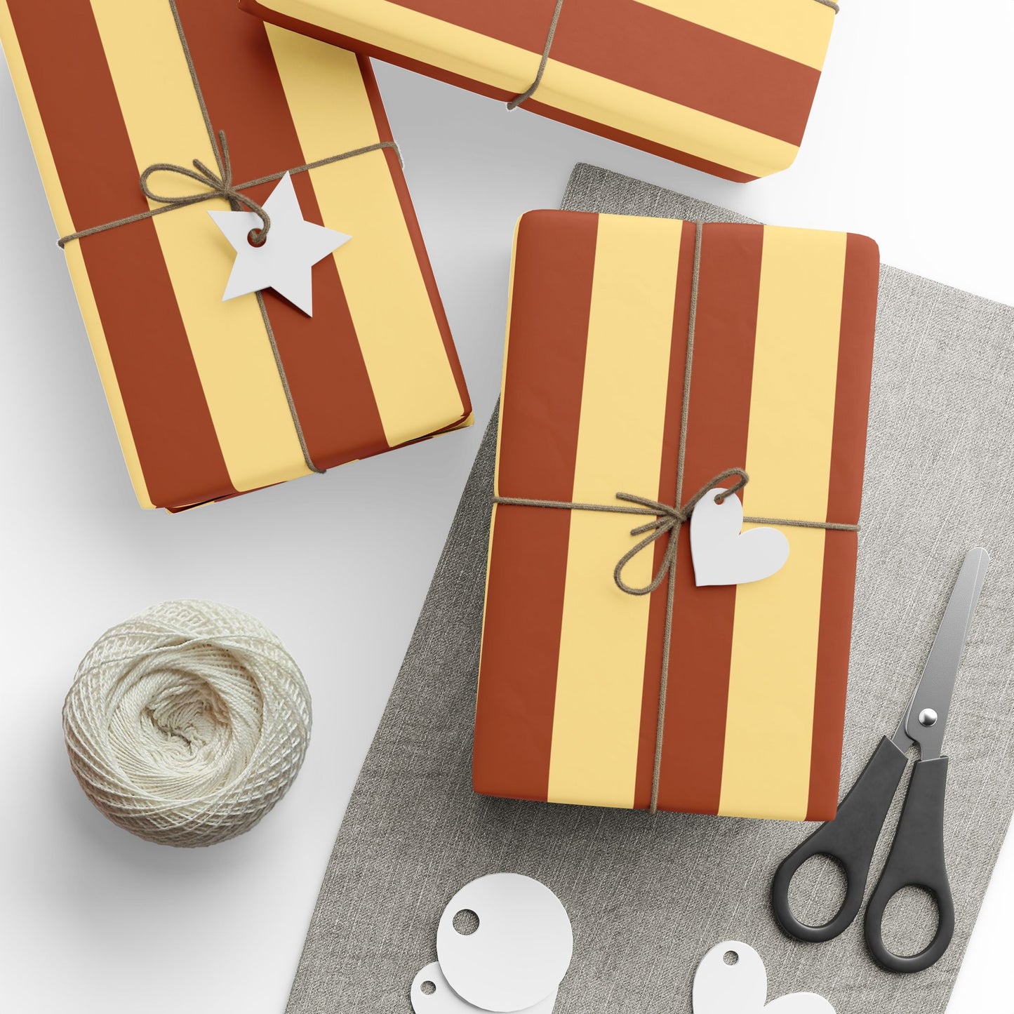 Yellow and Deep Red Stripe Gift Wrap