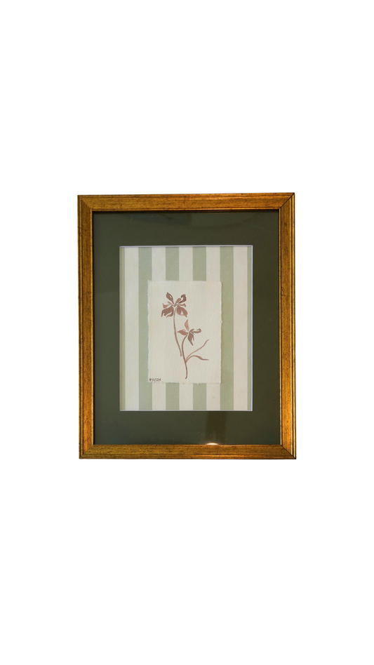 Green Abstract Iris on Stripes