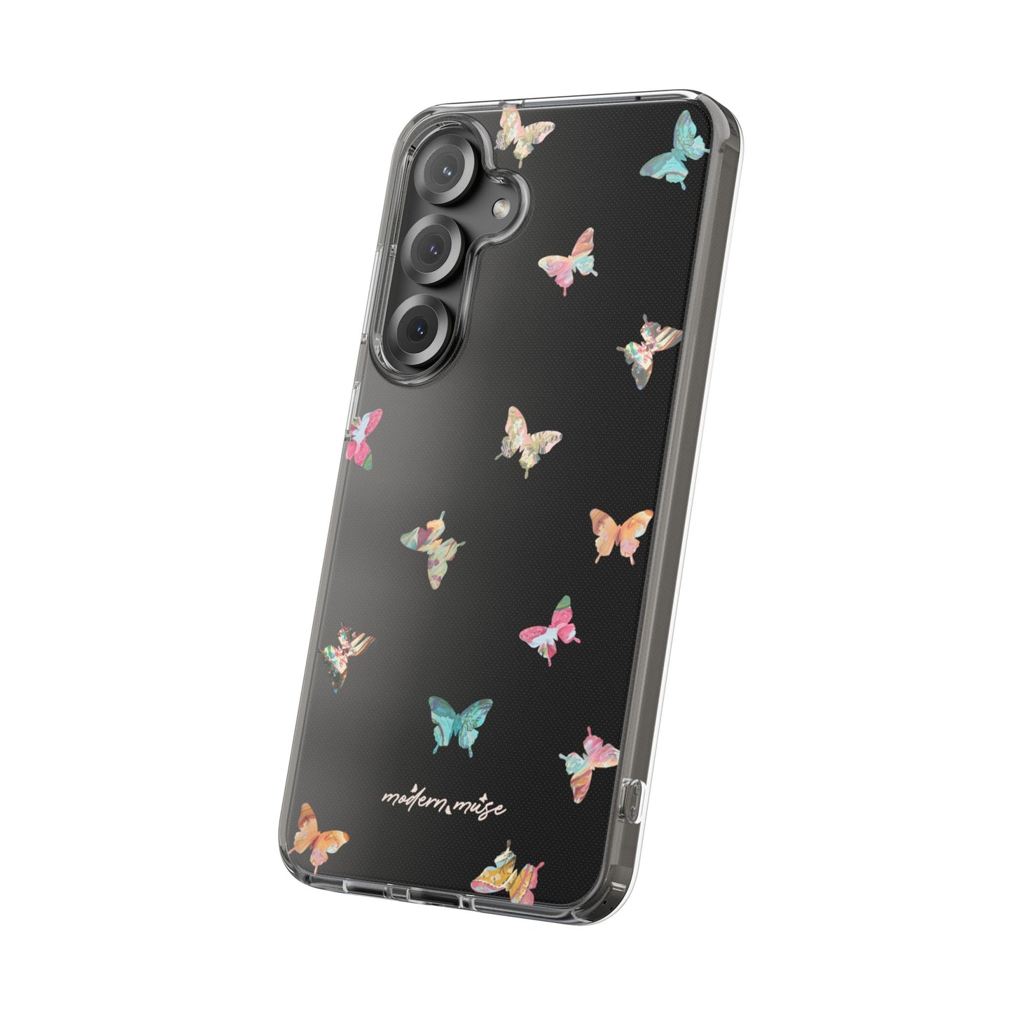 Clear Impact-Resistant Phone Case — Colorful Butterfly Pattern