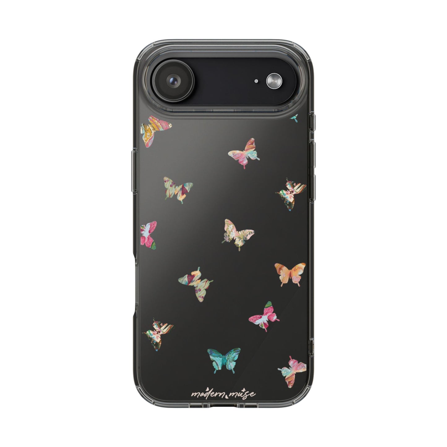 Clear Impact-Resistant Phone Case — Colorful Butterfly Pattern