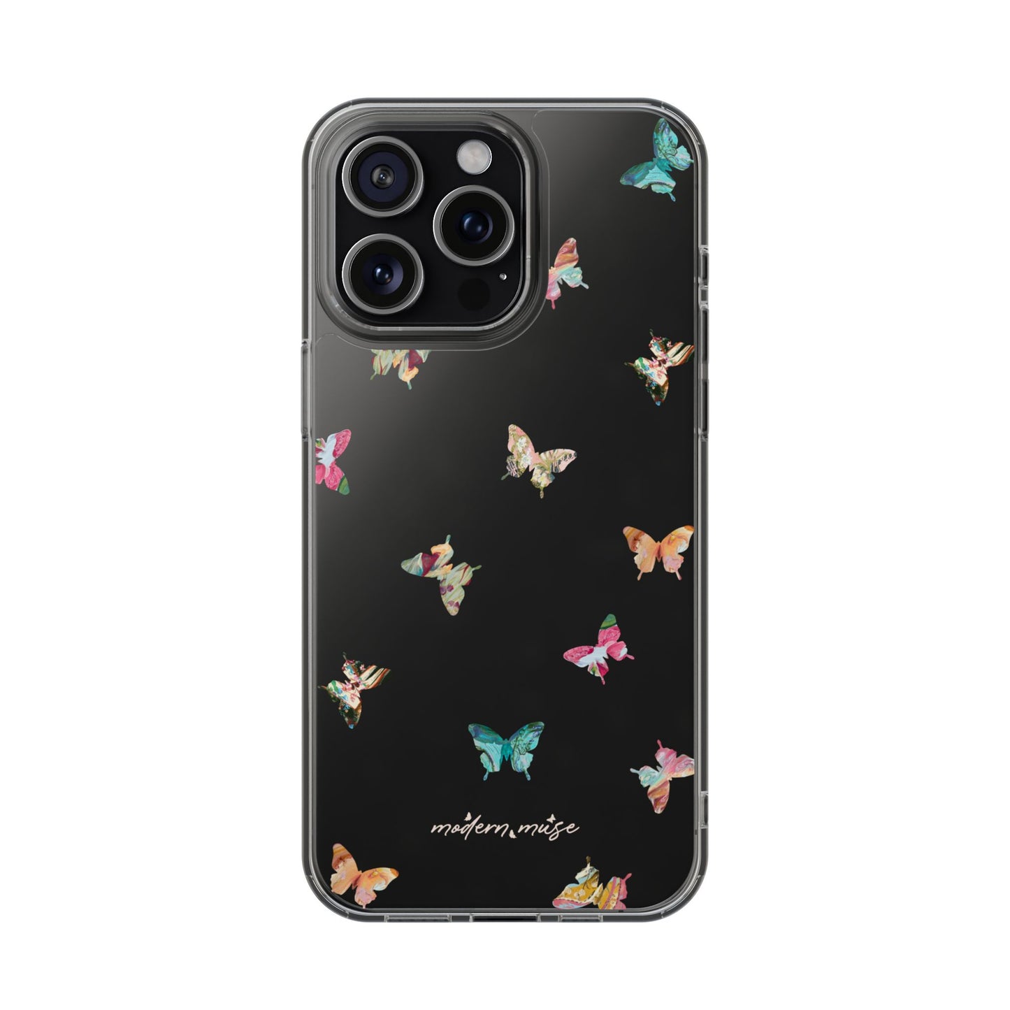 Clear Impact-Resistant Phone Case — Colorful Butterfly Pattern