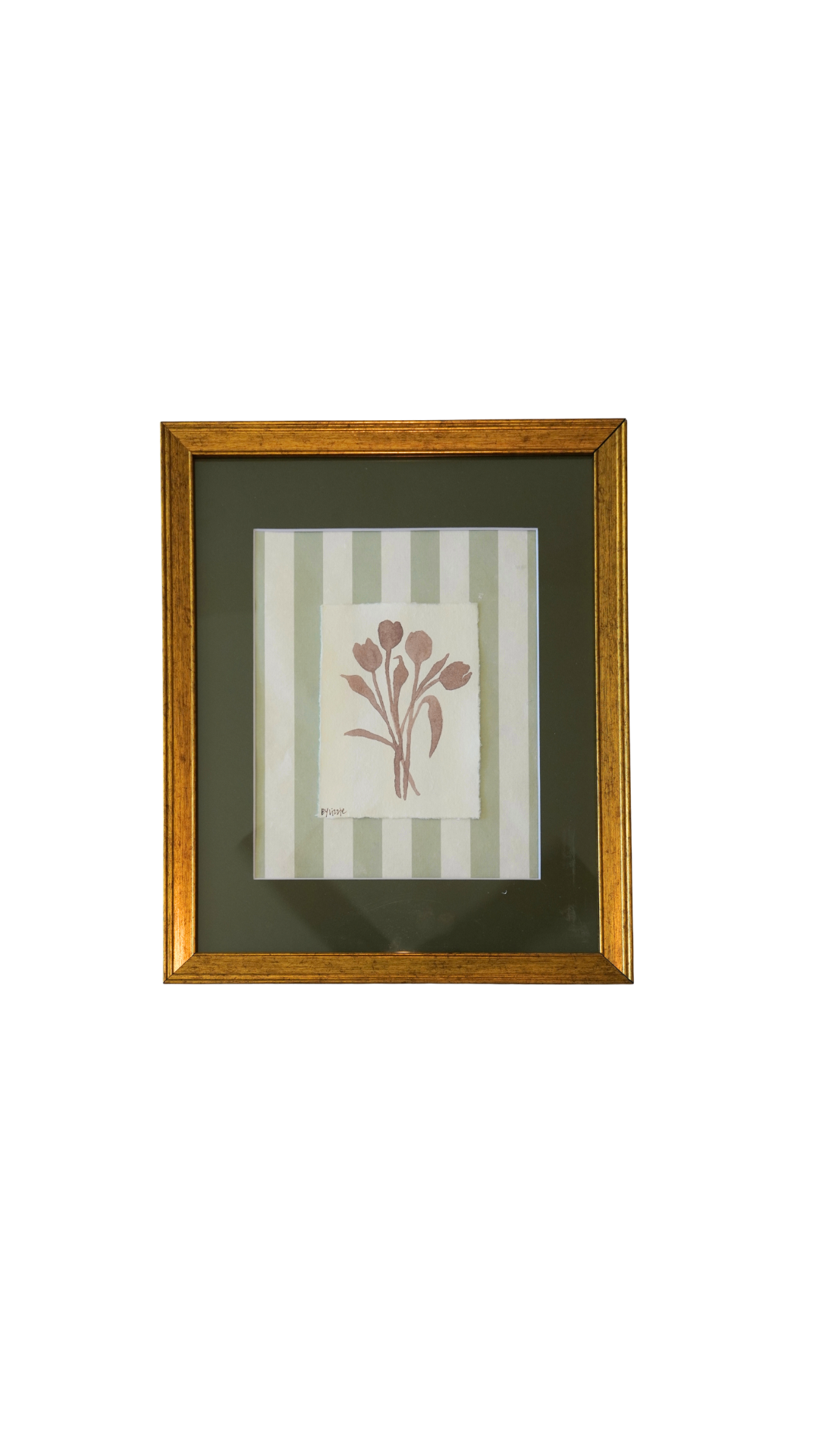 Green Tulips on Stripes