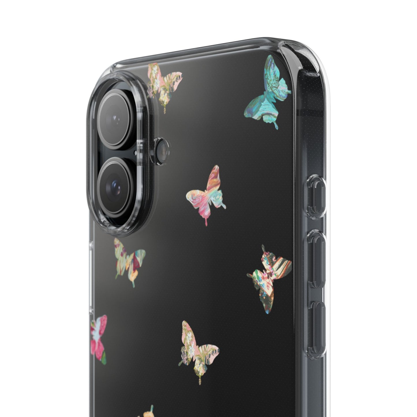 Clear Impact-Resistant Phone Case — Colorful Butterfly Pattern
