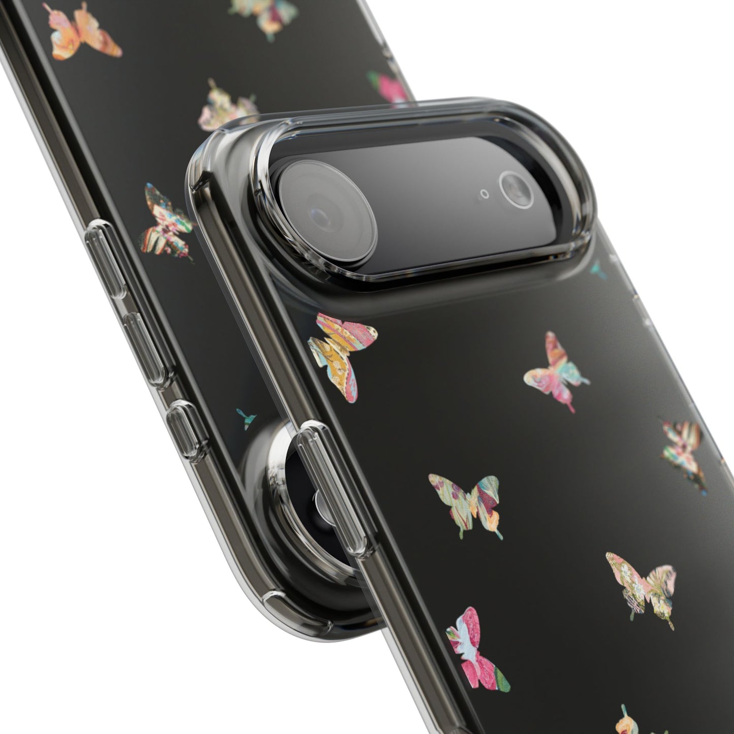 Clear Impact-Resistant Phone Case — Colorful Butterfly Pattern