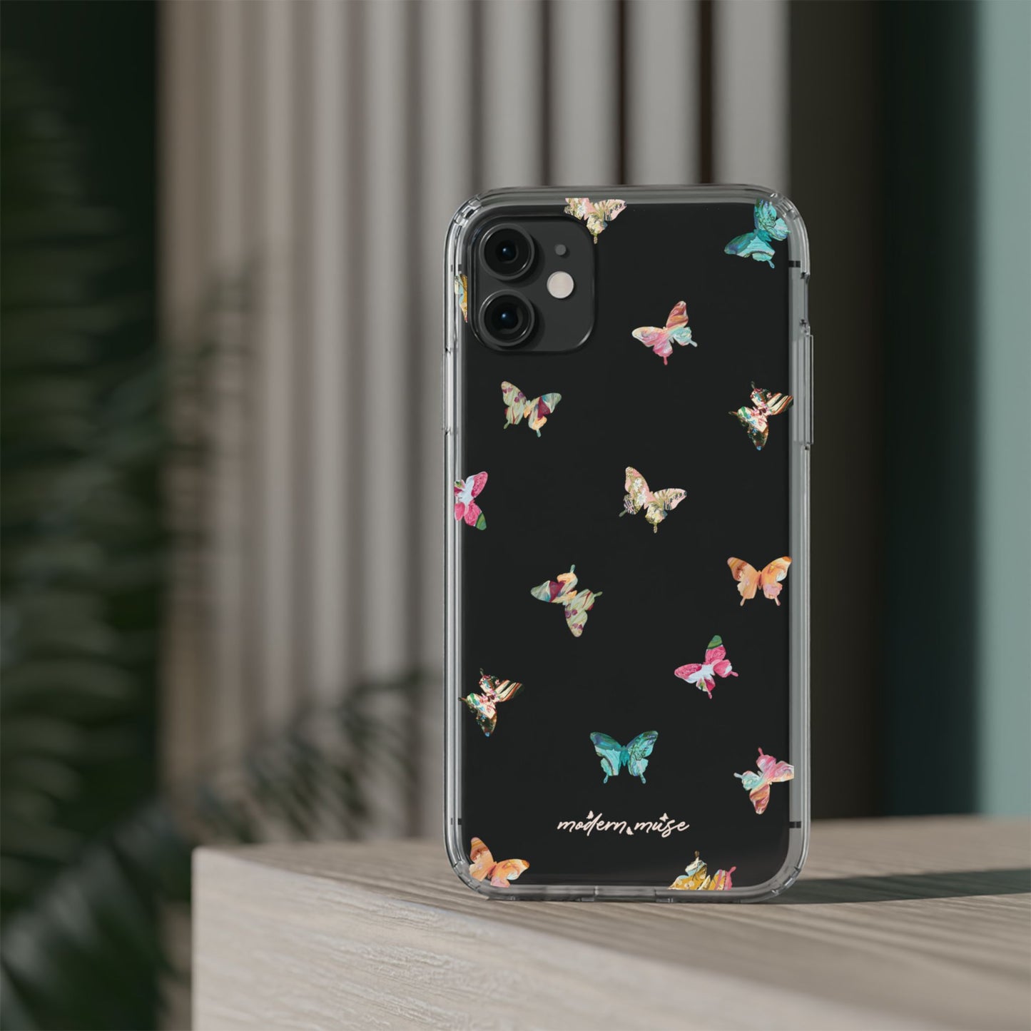 Clear Impact-Resistant Phone Case — Colorful Butterfly Pattern
