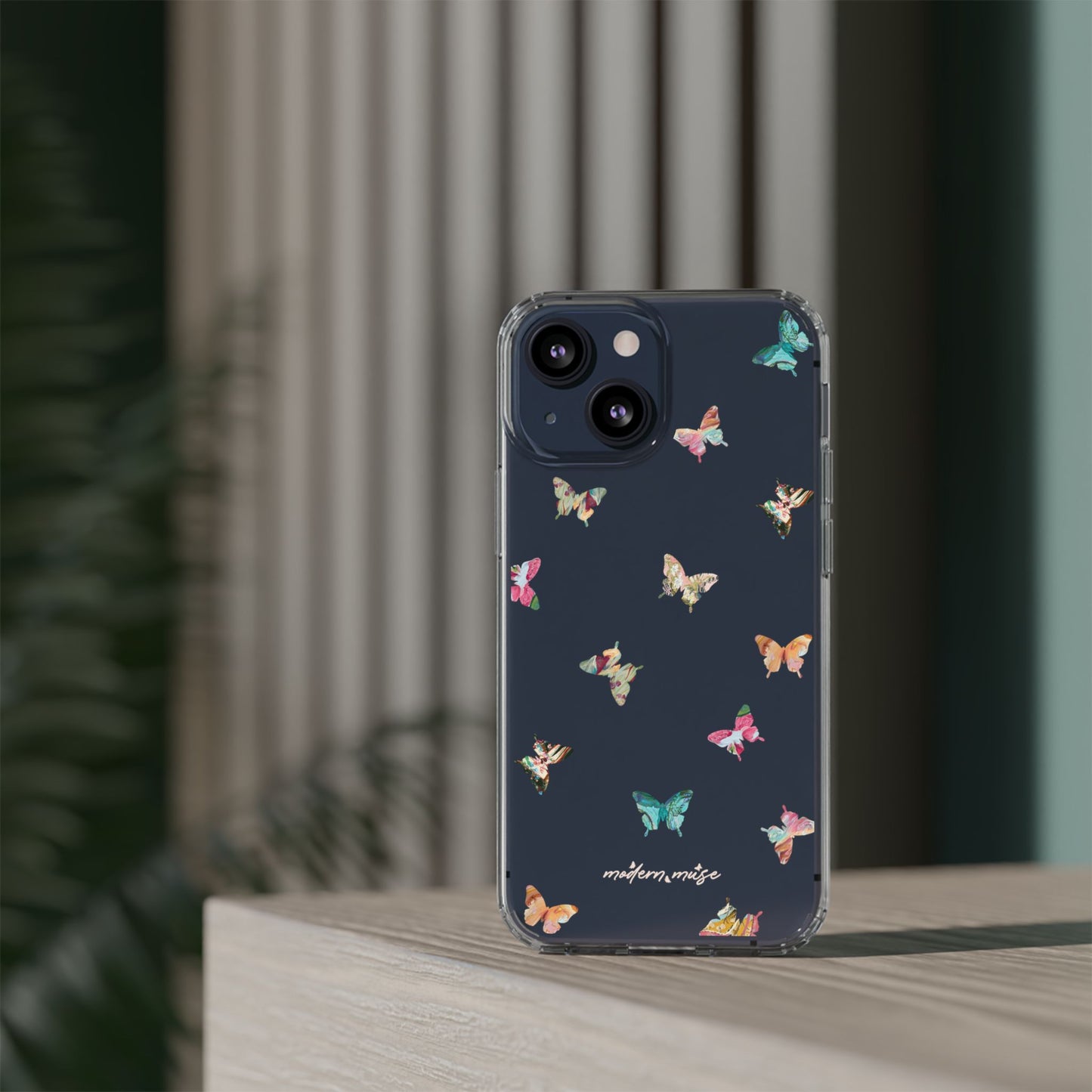 Clear Impact-Resistant Phone Case — Colorful Butterfly Pattern