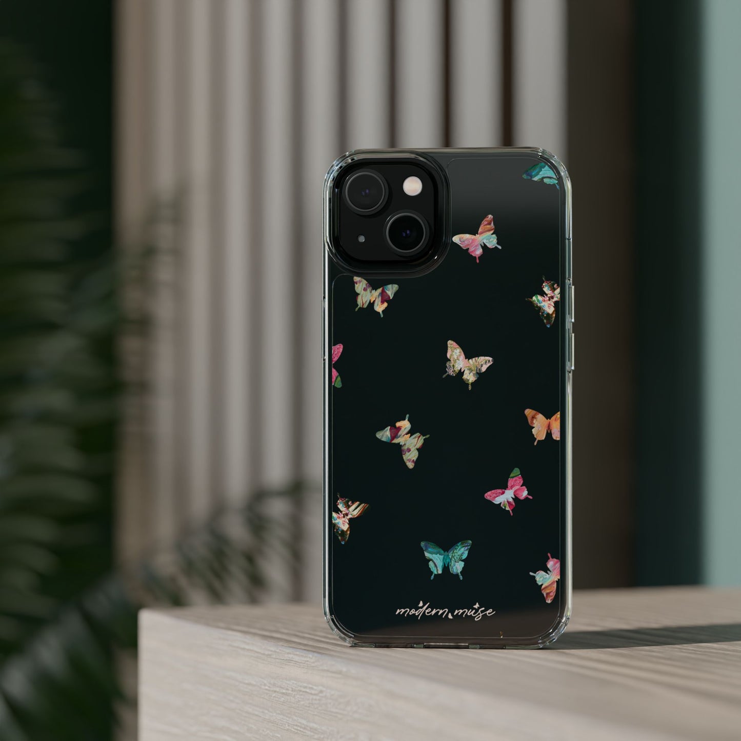 Clear Impact-Resistant Phone Case — Colorful Butterfly Pattern